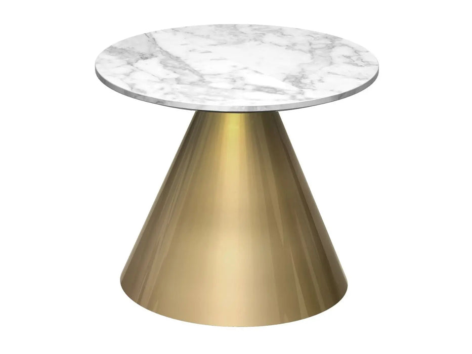 Circular Side Table Clear Glass Top & Brass Base-Cheshire Furniture Outlet