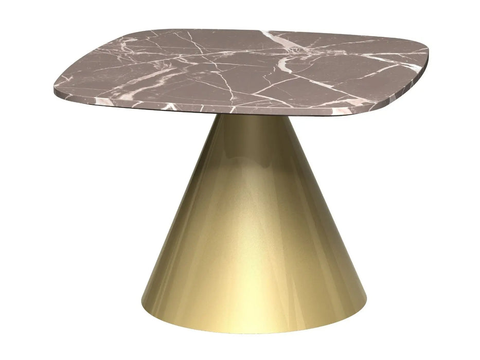 Square Side Table Clear Glass Top & Brass Base-Cheshire Furniture Outlet