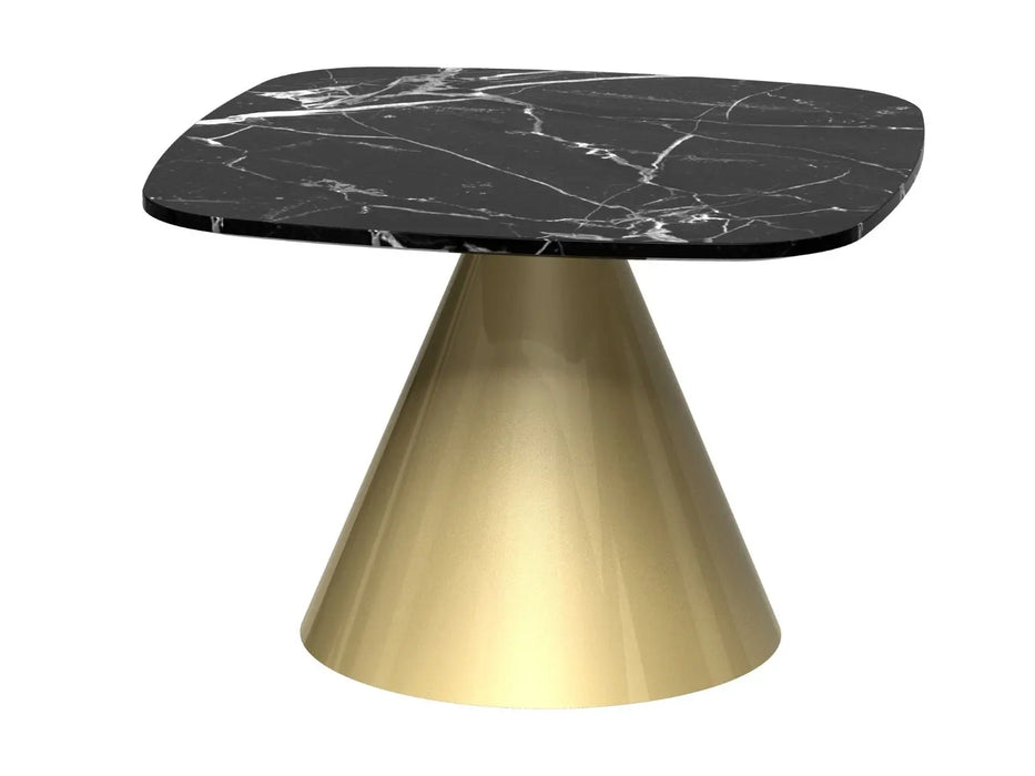 Square Side Table Clear Glass Top & Brass Base-Cheshire Furniture Outlet