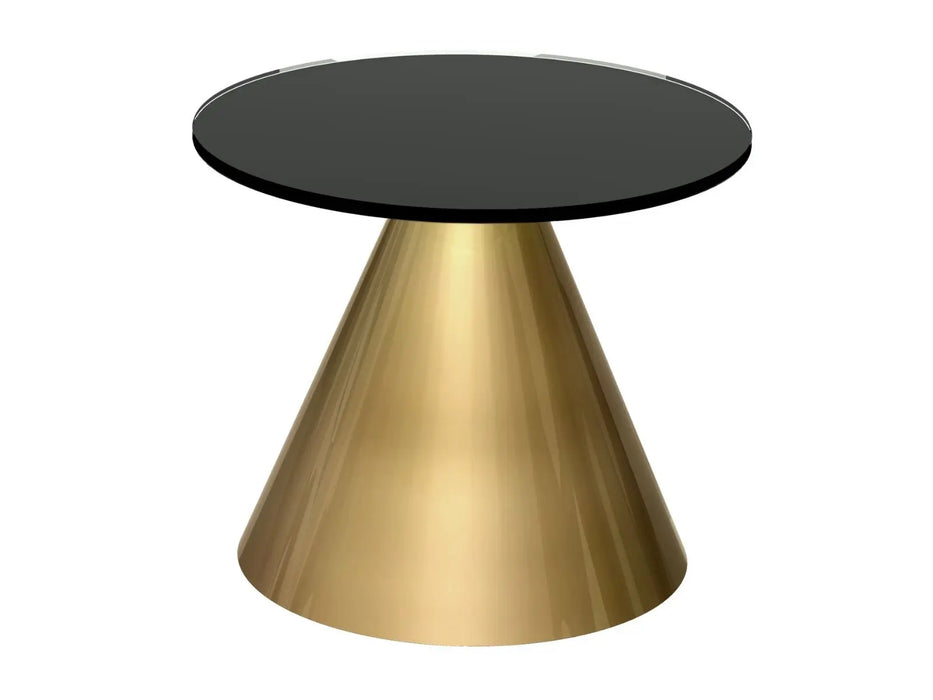 Circular Side Table Clear Glass Top & Brass Base-Cheshire Furniture Outlet