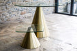 Square Side Table Clear Glass Top & Brass Base-Cheshire Furniture Outlet