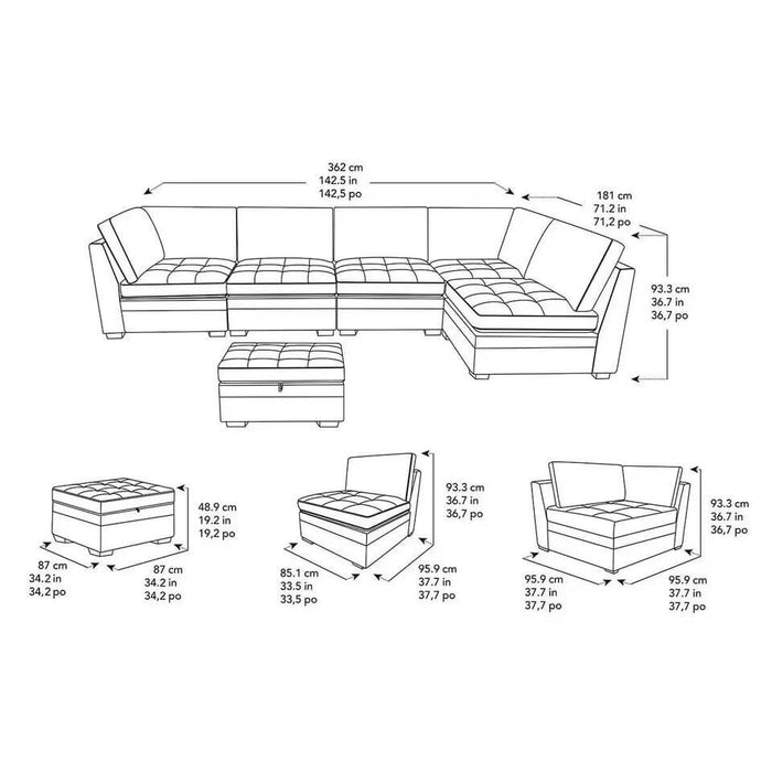SilverCloud Modular Light Grey Fabric Sectional Sofa Set-Cheshire Furniture Outlet