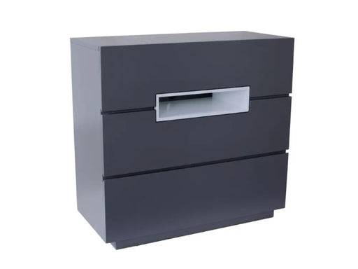 Savoye Three Drawer Chest Graphite Grey With White Accent-Cheshire Furniture Outlet